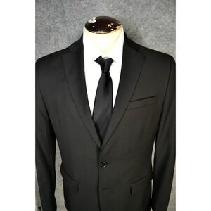 Vitarelli Italy Blazer‎ Jacket Mens 38R Black Stretch Two Button Luxury